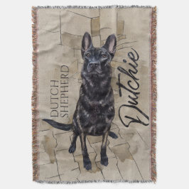 Nederländska shepherd - Dutchie Illustration Filt