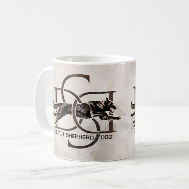Nederländska shepherd - Dutchie Illustration Kaffemugg (Framsida vänster)