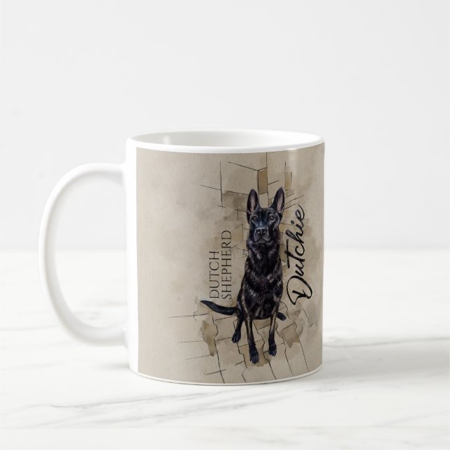 Nederländska shepherd - Dutchie Illustration Kaffemugg (Vänster)