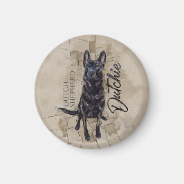 Nederländska shepherd - Dutchie Illustration Magnet