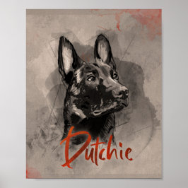 Nederländska shepherd - Dutchie Illustration Poster