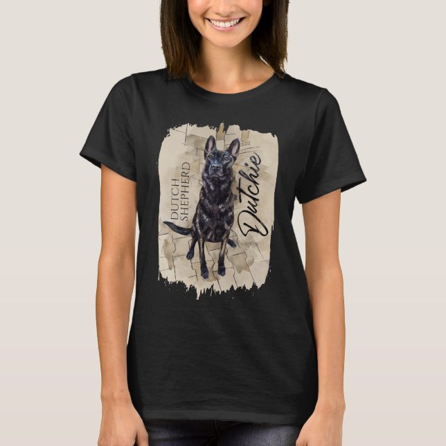 Nederländska shepherd - Dutchie Illustration T Shirt (Framsida)
