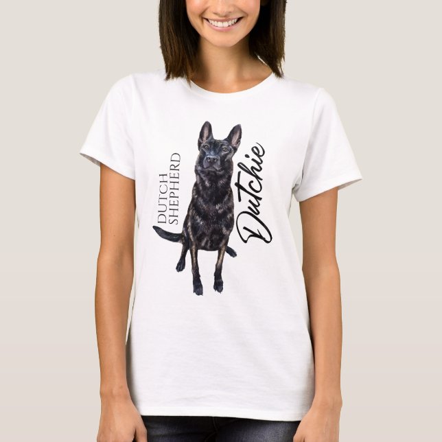 Nederländska shepherd - Dutchie Illustration T Shirt (Framsida)