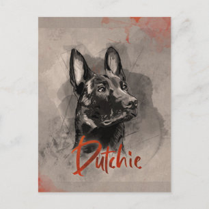 Nederländska shepherd - Dutchie Illustration Vykort