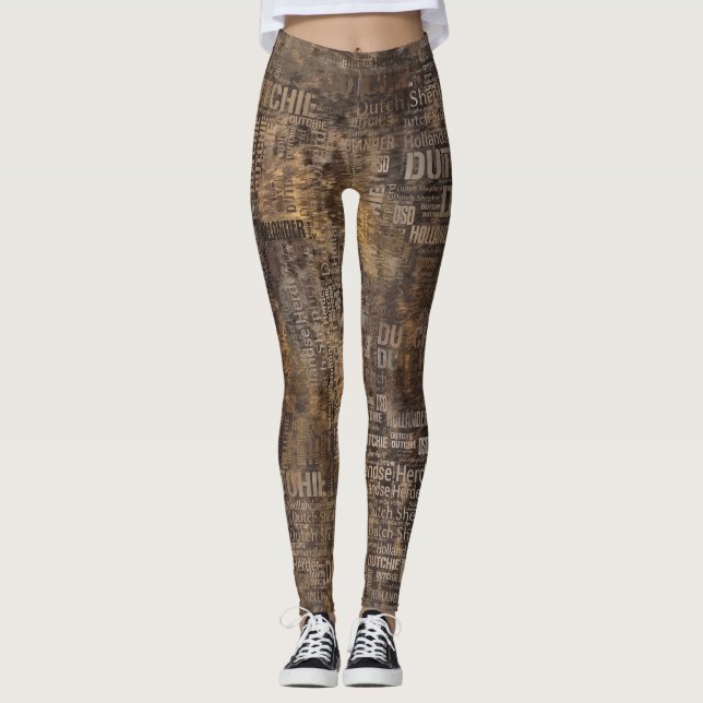 Nederländska shepherd - Ord Art Mönster Leggings (Framsida)