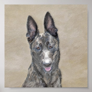 Nederländska shepherd Painting - Cute Original Hu Poster