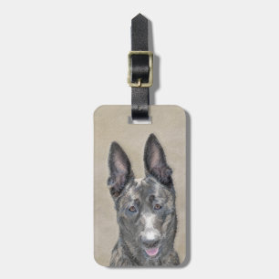 Nederländska shepherd Painting - Cute Original Hun Bagagebricka
