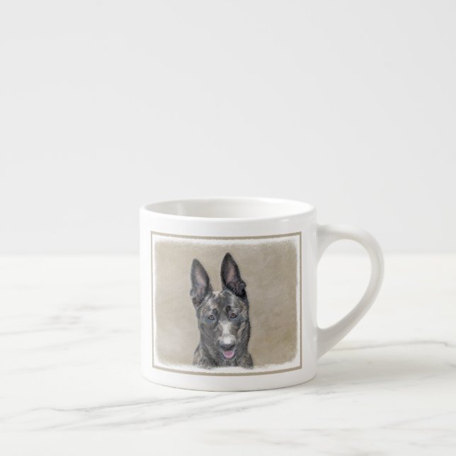 Nederländska shepherd Painting - Cute Original Hun Espressomugg (Höger)