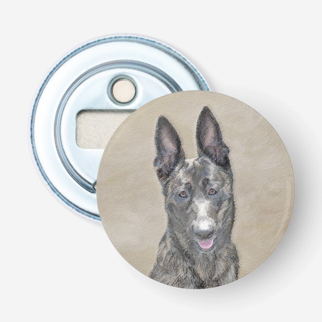 Nederländska shepherd Painting - Cute Original Hun Flasköppnare (Framsidan)
