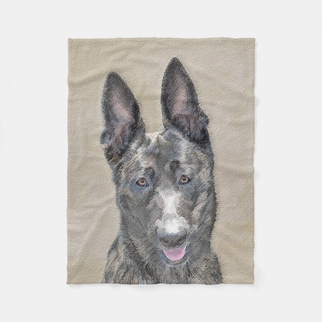 Nederländska shepherd Painting - Cute Original Hun Fleecefilt (Framsidan)