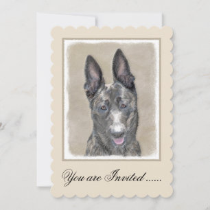 Nederländska shepherd Painting - Cute Original Hun Inbjudningar