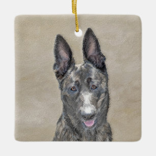 Nederländska shepherd Painting - Cute Original Hun Julgransprydnad Keramik