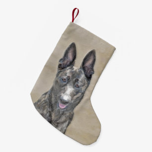 Nederländska shepherd Painting - Cute Original Hun Liten Julstrumpa