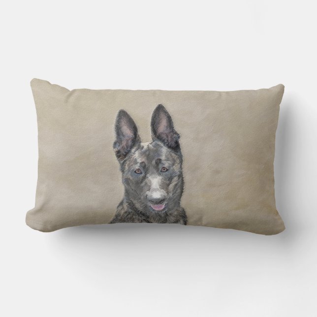 Nederländska shepherd Painting - Cute Original Hun Lumbarkudde (Framsida)