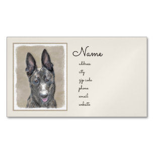 Nederländska shepherd Painting - Cute Original Hun Magnetiska Visitkort