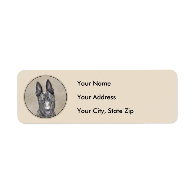 Nederländska shepherd Painting - Cute Original Hun Returadress Etikett (Framsidan)