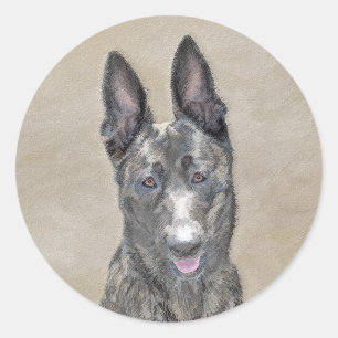 Nederländska shepherd Painting - Cute Original Hun Runt Klistermärke