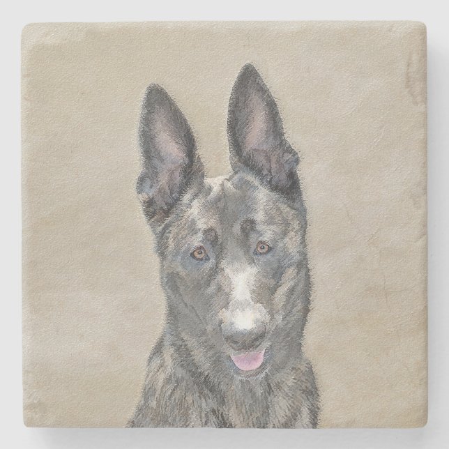 Nederländska shepherd Painting - Cute Original Hun Stenunderlägg (Framsidan)