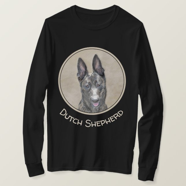 Nederländska shepherd Painting - Cute Original Hun T Shirt (Design framsida)