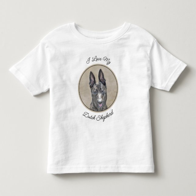 Nederländska shepherd Painting - Cute Original Hun T Shirt (Framsida)