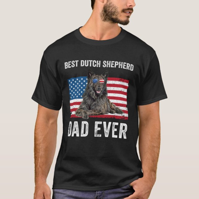 Nederländska Shepherd Pappa Amerikanska Flagga Hun T Shirt (Framsida)