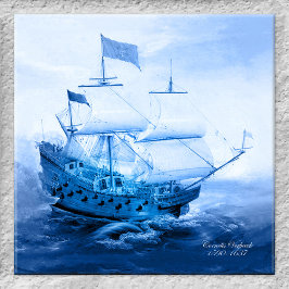 Nederländska sjöbåten Delft Blue Tile Kakelplatta