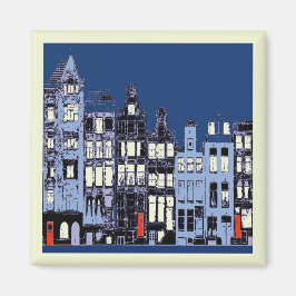 Nederländska staden på natten magnet