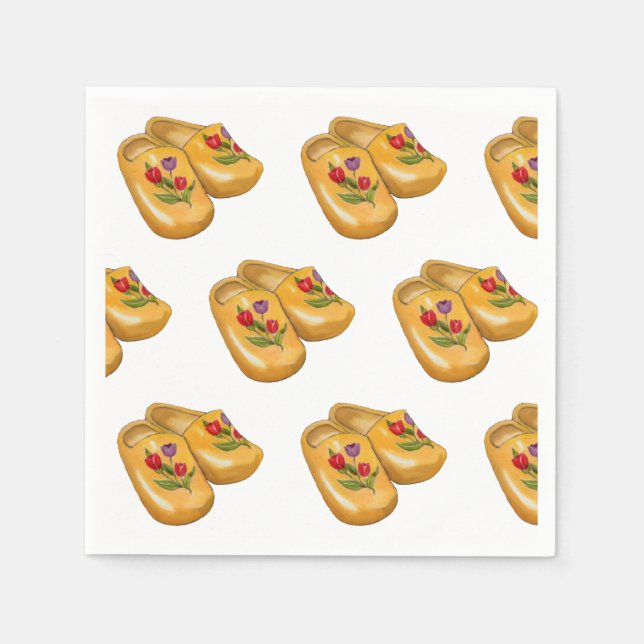 Nederländska träskor med Tulips, Klompen, Holland Pappersservett (Framsidan)