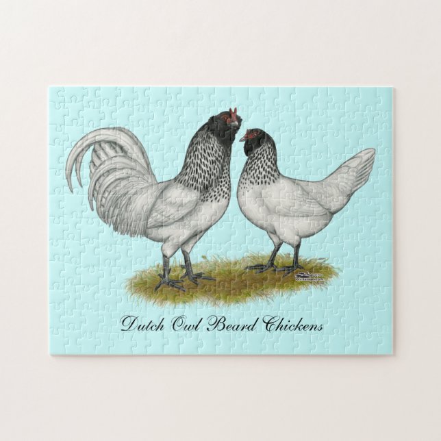Nederländska Uggla Beard Chickens Pussel (Horisontell)