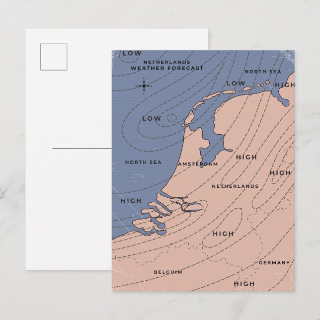 Nederländska väderprognos inbjudan vykort (Fram/baksida)