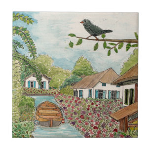Nederländska Venice Giethoorn Nederländerna Bläck Kakelplatta