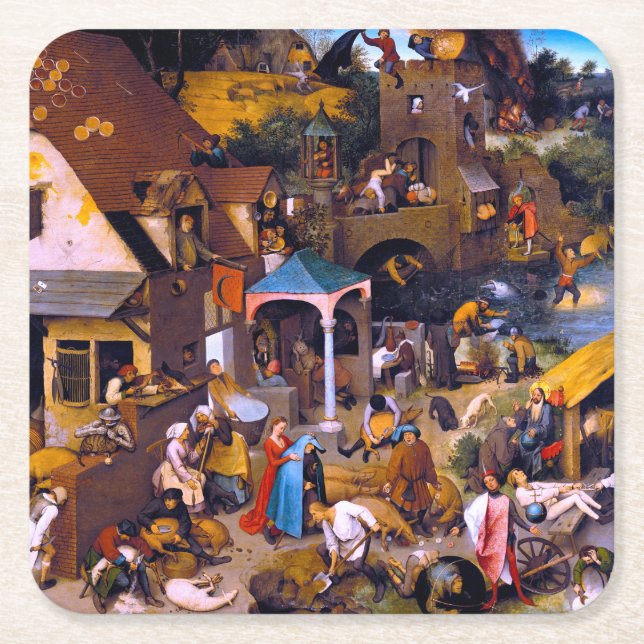 Nederländska verberna, Pieter Bruegel den äldre Underlägg Papper Kvadrat (Framsidan)