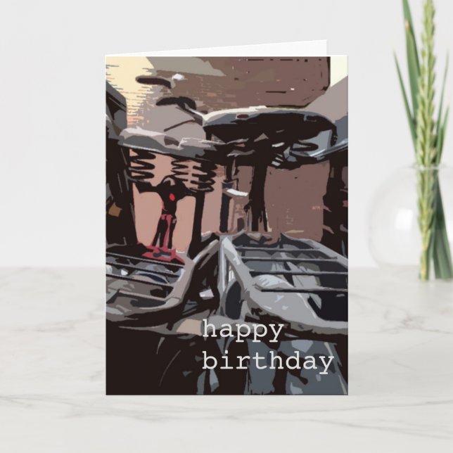 Nederländska vintage-cyklar födelsedag kort (Framsida)