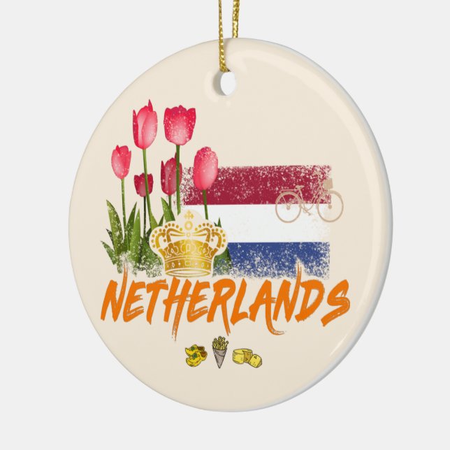 Nederländska Vintagen Holland Flagga och holländsk Julgransprydnad Keramik (Vänster)