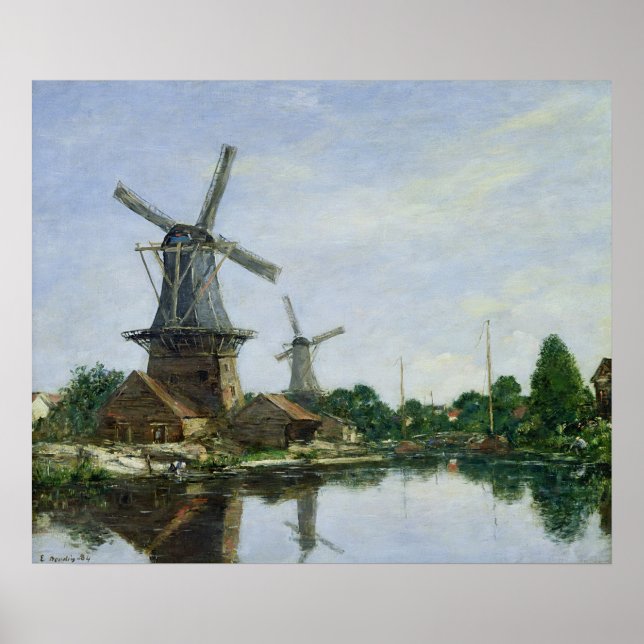 Nederländska Windmills, 1884 Poster (Framsidan)