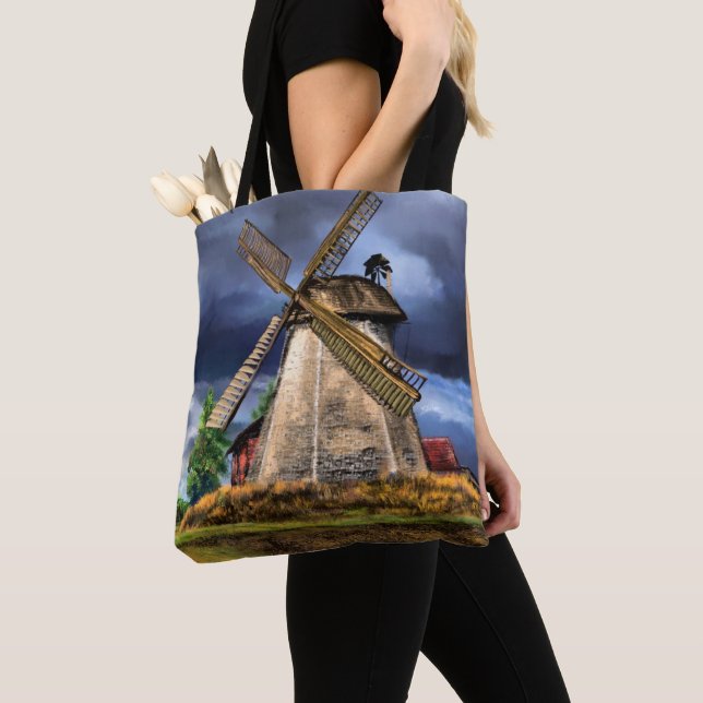 Nederlandskap Kvarn Tote Bag Painting Tygkasse (Närbild)