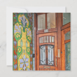 Nederländskt Art nouveau-dörrhälsningskort Julkort