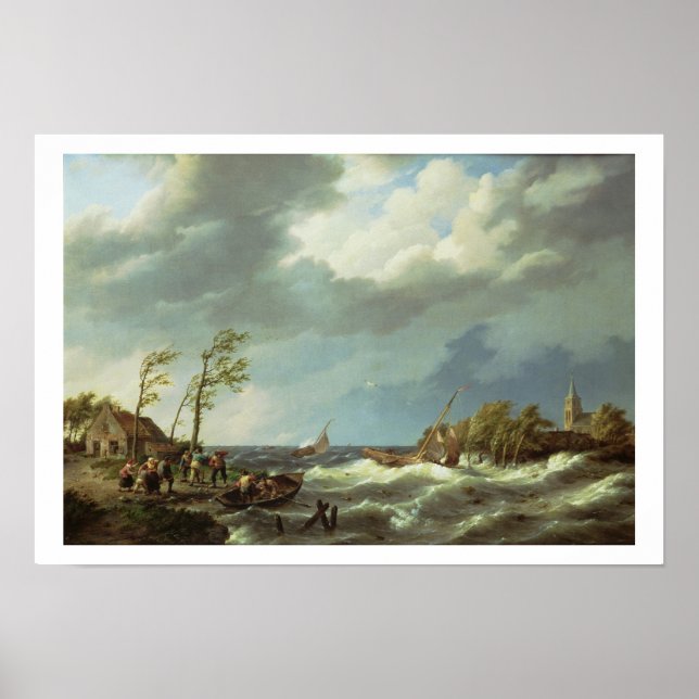 Nederländskt fiskefartyg fångade på Lee Shore med  Poster (Framsidan)