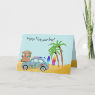 Nederländskt födelsedagskort Hawaii Surfa Fiat 500 Kort