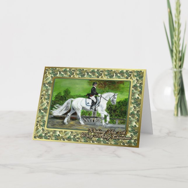 Nederländskt jullkort för Warmblod Dressage Horse Helgkort (Framsida)