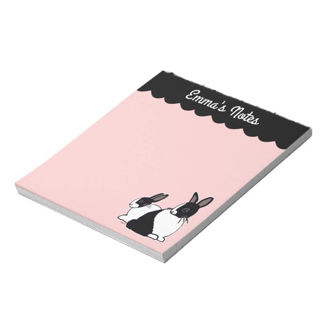 Nederländskt kanin Rosa & Black 5,5-tums x 6-tums  Anteckningsblock (Roterad)