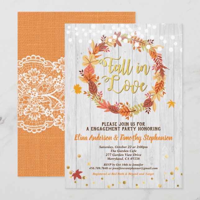 Nedfall i förlovningsfestens utandningsluft i kärl inbjudningar (Fram/baksida)