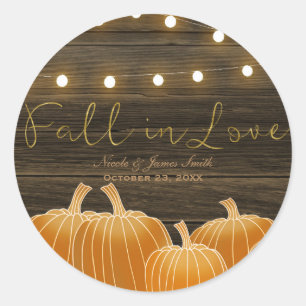 Nedfall i Kärlek Pumpkin Ljus Rustic Tack Favor Runt Klistermärke