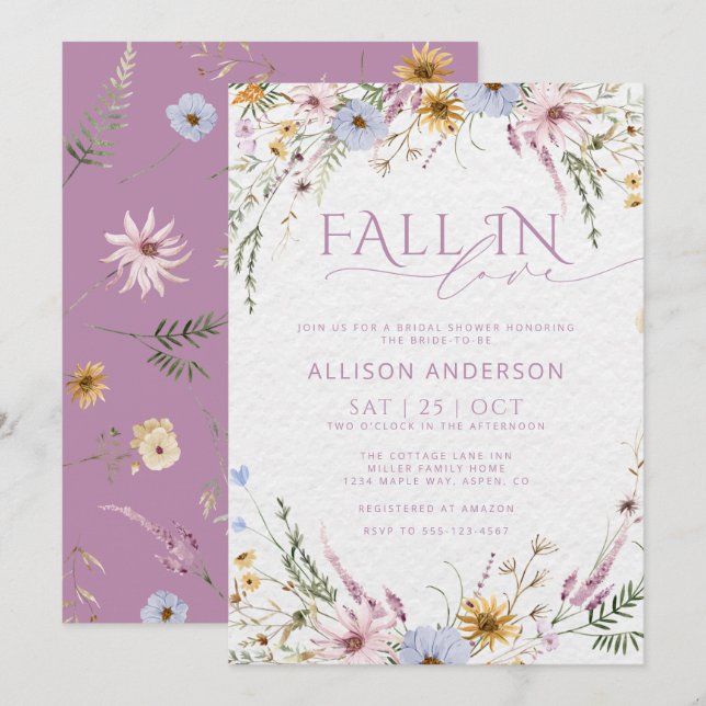 Nedfall i Kärlek vattenfärgen Inbjudningskort för  (Fram/baksida)