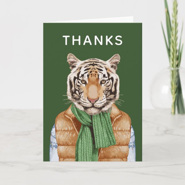 Nedfälld väst Tiger | Lägg till din text Kort (Framsida)