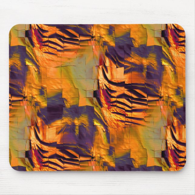 Nedfläckad abstrakt mosaic teckning, guld som brän musmatta (Framsidan)