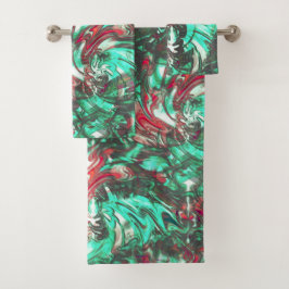 Nedfläckad akvamarin och rött, nedsmutsat med rött