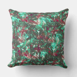 Nedfläckad akvamarin och rött, nedsmutsat med rött kudde