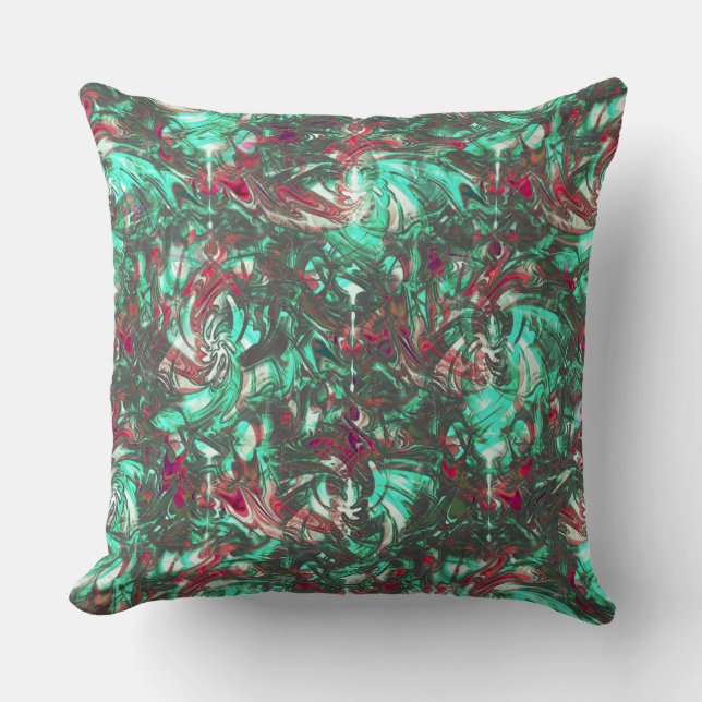 Nedfläckad akvamarin och rött, nedsmutsat med rött kudde (Framsida)