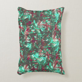 Nedfläckad akvamarin och rött, nedsmutsat med rött prydnadskudde